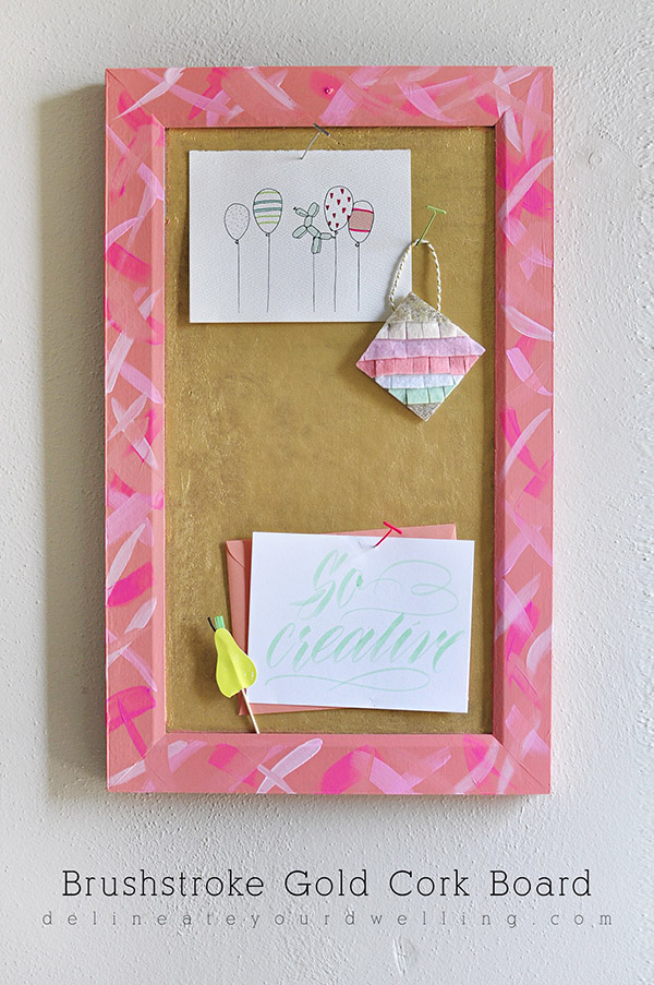 DIY Brushstroke Gold Cork Board