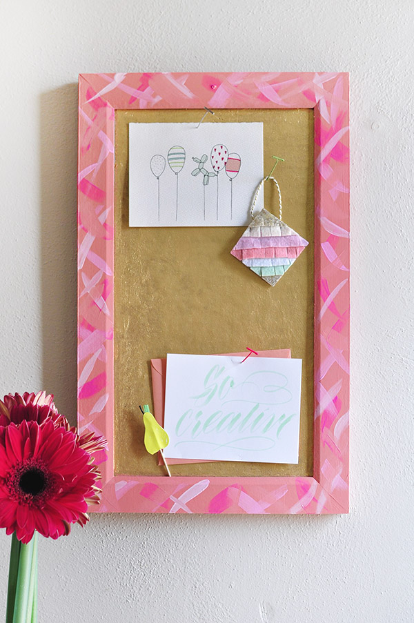 Pink Brushstroke Cork Board