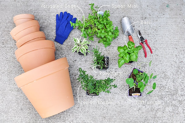 DIY Stacked Herb Garden supplies