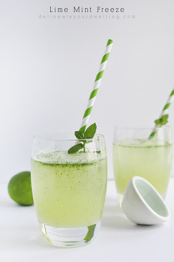 See how to make a refreshing and tasty Lime Mint Freeze beverage that is perfect for cooling down on a hot summer day.  You will be wanting more. Delineate Your Dwelling #limedrink #summerdrink