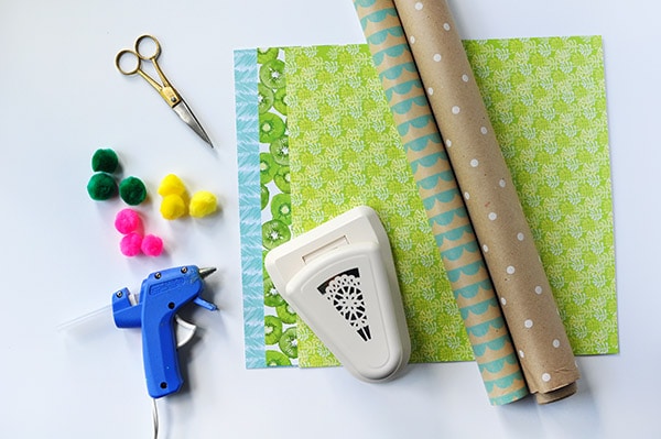 Paper Punch Wrapped Gift supplies