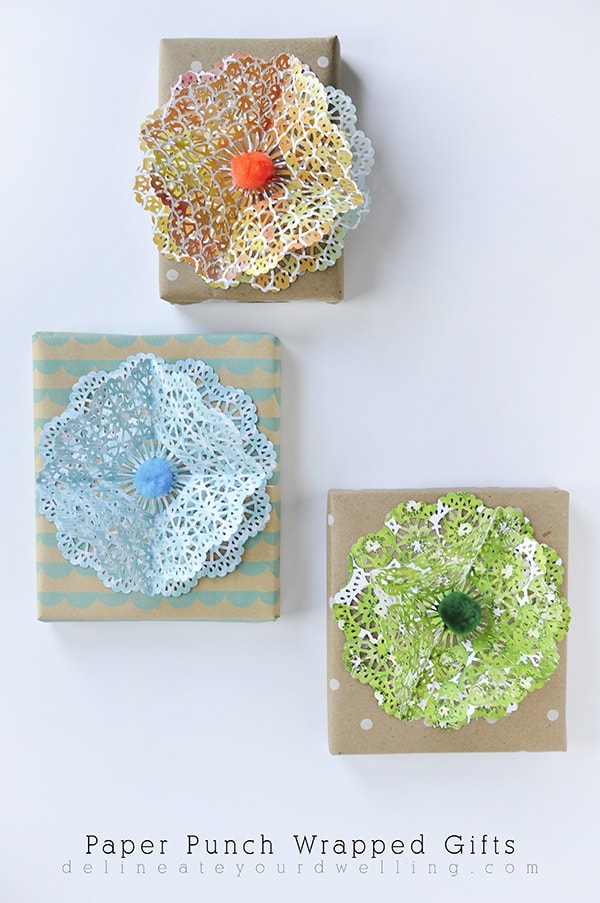 DIY Paper Punch Wrapped Gifts