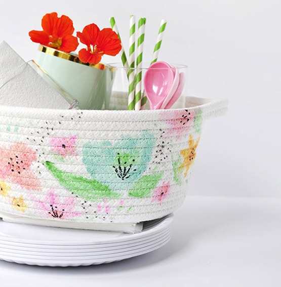 Easy DIY Watercolor Basket