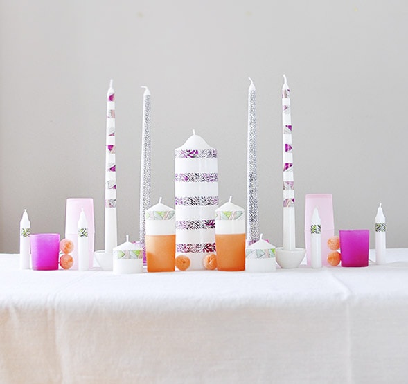 Colorable Washi Tape Candle Centerpiece
