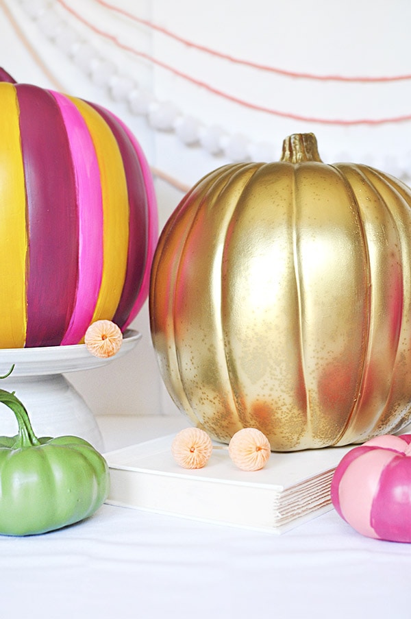 Gold, green and rainbow pumpkins