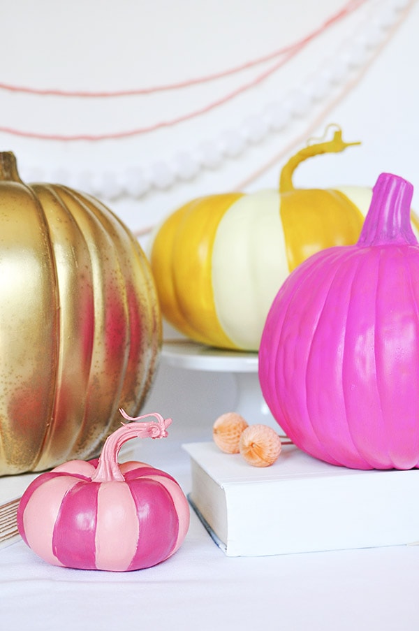 Gold, Yellow and pink pumpkins