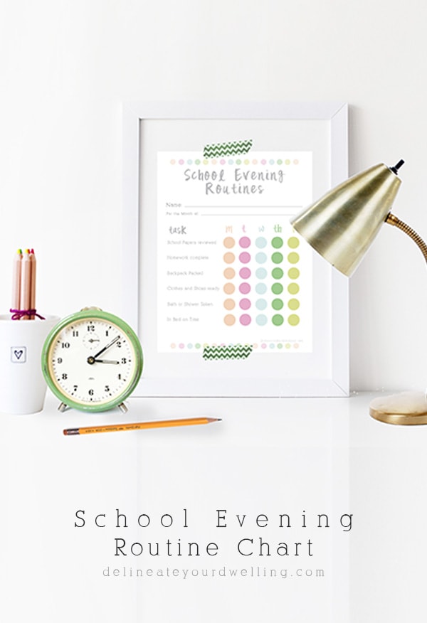 Help to streamline your days with this easy to use School Evening Routine Chart, Delineate Your Dwelling