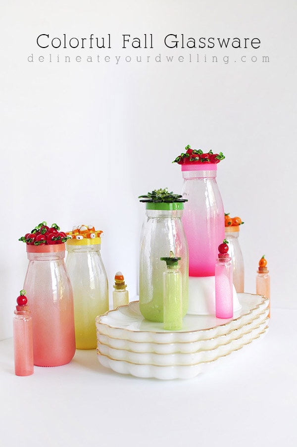 Colorful DIY Fall party glassware centerpiece, Delineate Your Dwelling