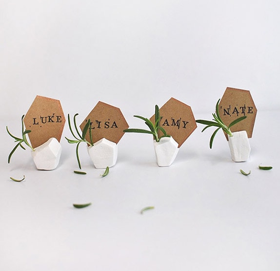 DIY Geometric Clay Place card holder