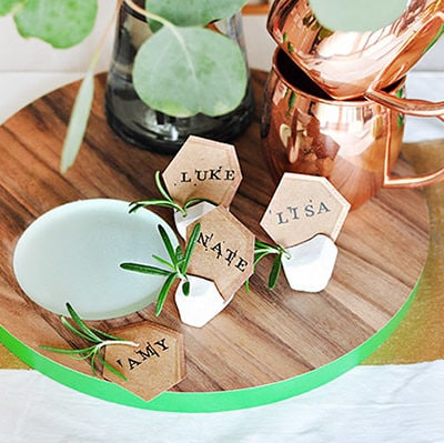 DIY Geometric Clay Placecard Holder, Delineate Your Dwelling