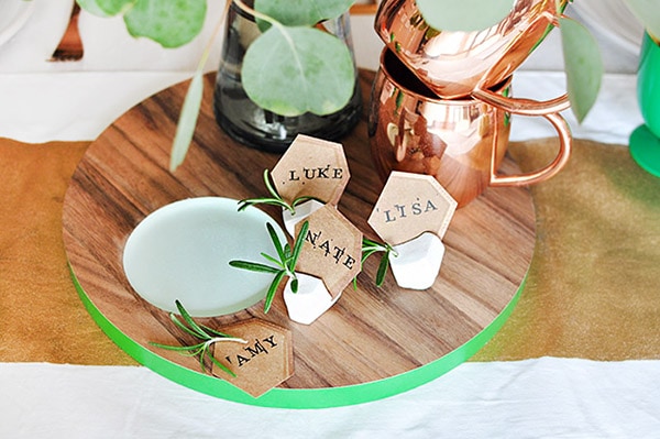 DIY Geometric Clay Placecard Holder, Delineate Your Dwelling