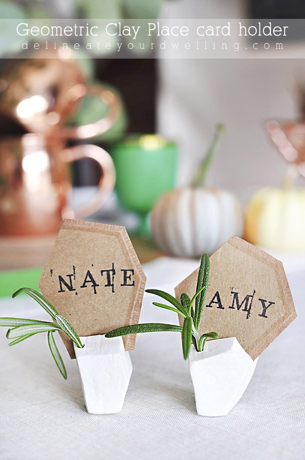 DIY Geometric Clay Placecard Holder