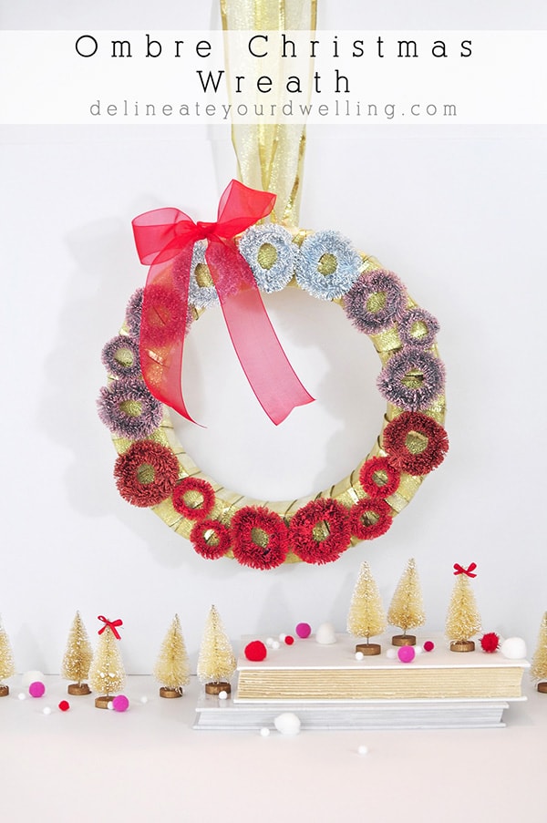 White, Pink and Red Festive Ombre Christmas Wreath