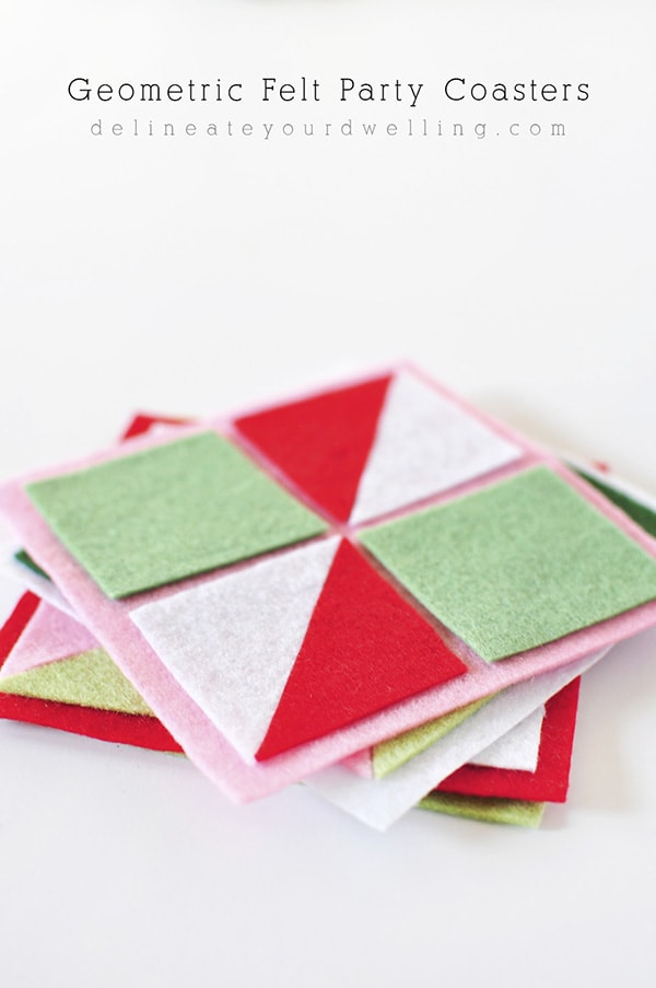 Easy to make DIY Felt Geometric Party Coasters, Delineate Your Dwelling