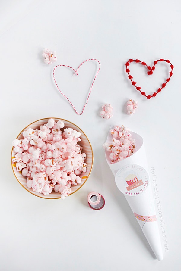 Pink Popcorn in Valentine's Day cone
