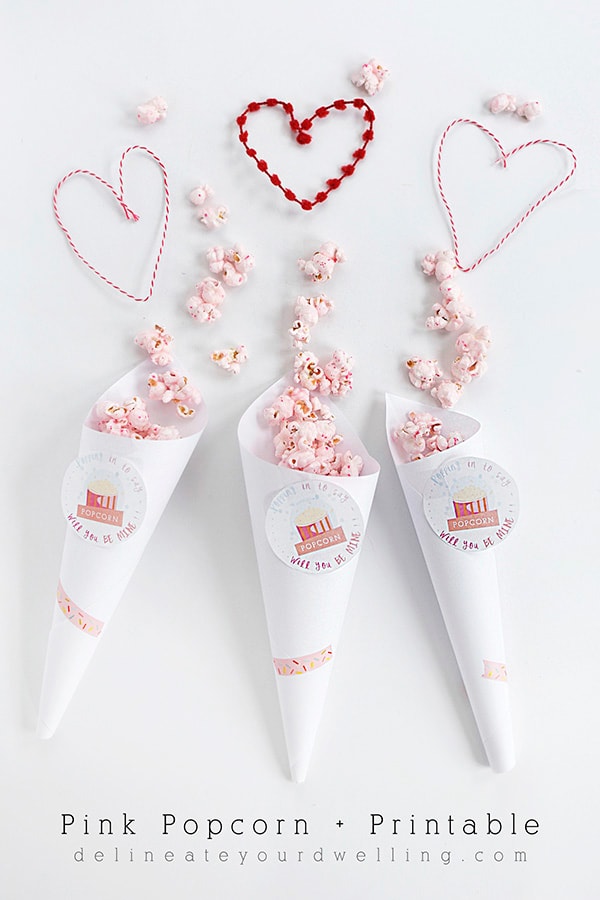 Simple and fun to make Pink Popcorn Valentine's Day and Printable, Delineate Your Dwelling