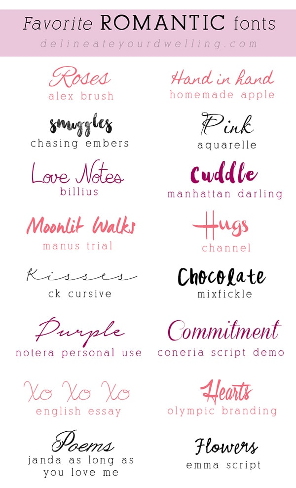 Top 16 Romantic Free Fonts - Delineate Your Dwelling