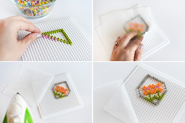 Perler Bead Coaster steps