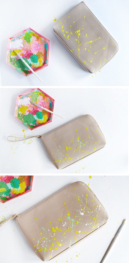 Trendy Paint Splattered Clutch steps