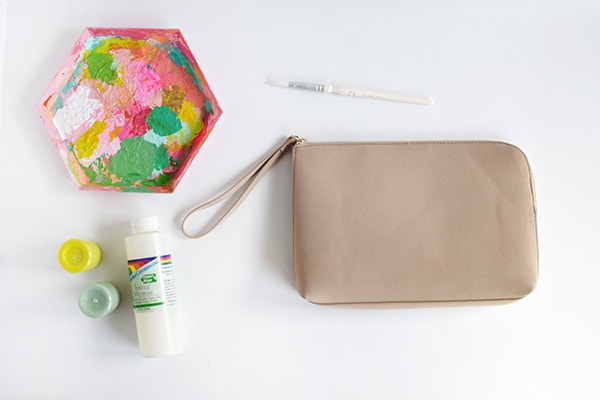 DIY Paint Splattered Clutch supplies