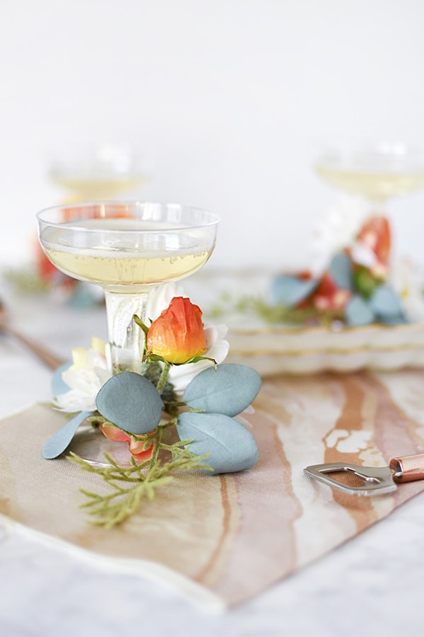 Disposable Floral Champagne Glasses