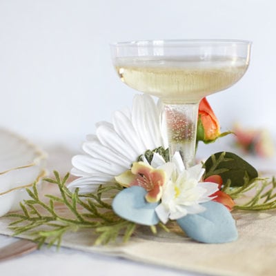 Clever and Inexpensive Faux Floral Champagne Saucer Glasses, Delineate Your Dwelling