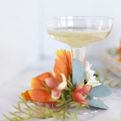 Faux Floral Champagne Saucer Glasses