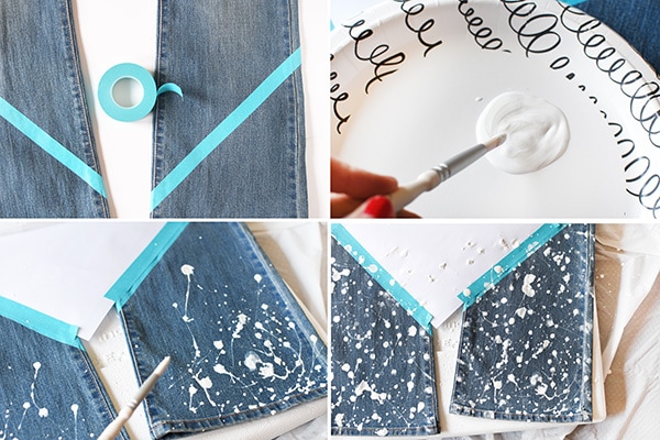 DIY White Paint Patterned Jeans - Delineate Your Dwelling