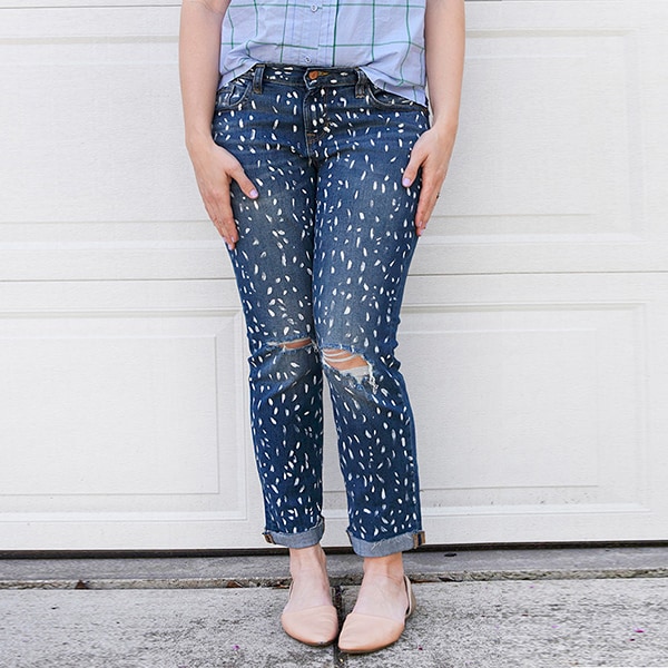 DIY White Paint Patterned Jeans