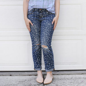 1 DIY White Painted Patterned Jeans
