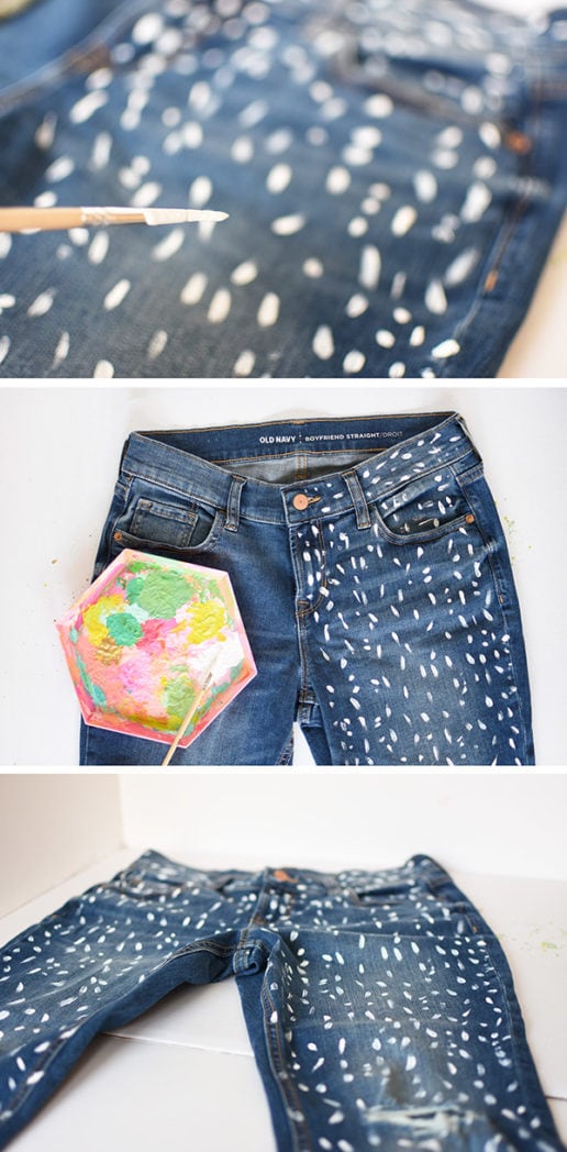 DIY White Paint Patterned Jeans - Delineate Your Dwelling