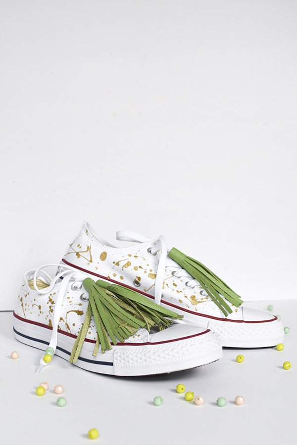 DIY Green Tassel Chuck Taylors