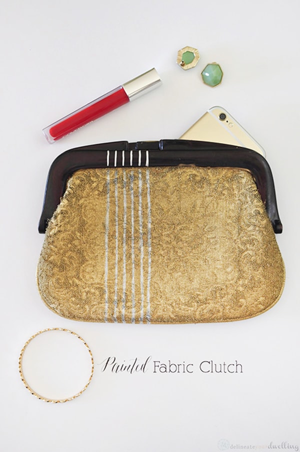 Gold Painted-Fabric-Clutch