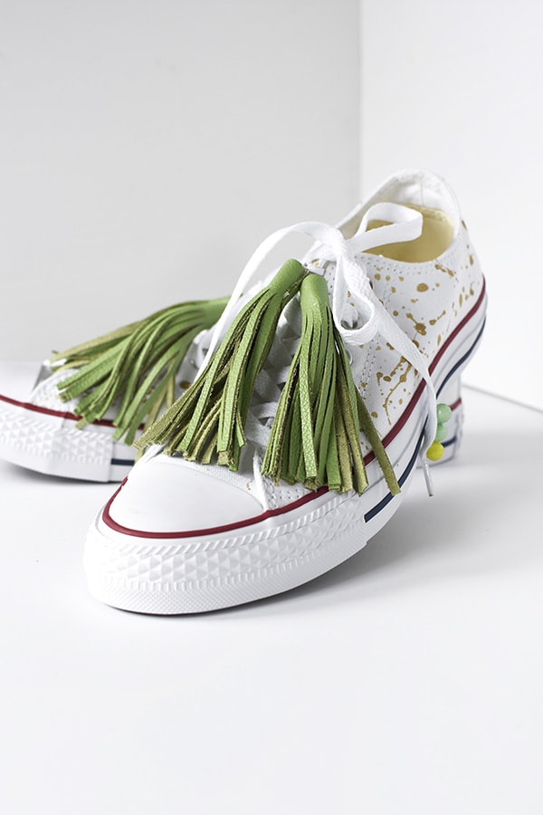 DIY Green Tassel Chuck Taylor Tennis Shoes