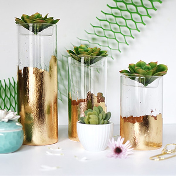 1 Gold Foil Glass DIY Planter Vase
