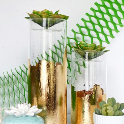DIY Gold Foil Vase, perfect for holding flowers, succulents and many other small decor items! | Delineate Your Dwelling