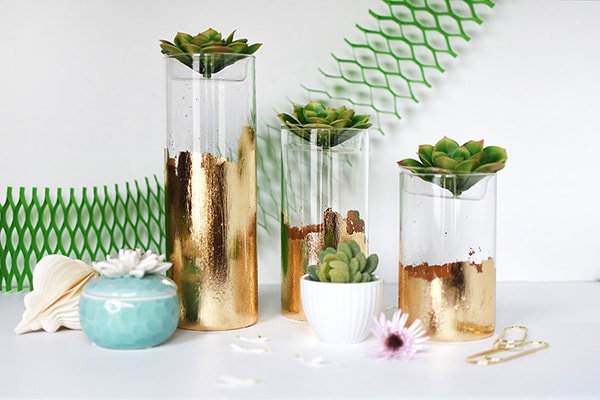 DIY Gold Foil Vase, perfect for holding flowers, succulents and many other small decor items! | Delineate Your Dwelling