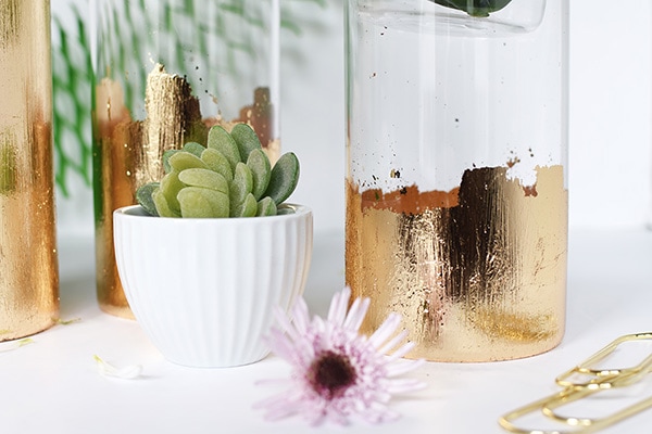 DIY Gold Foil Vase, perfect for holding flowers, succulents and many other small decor items! | Delineate Your Dwelling