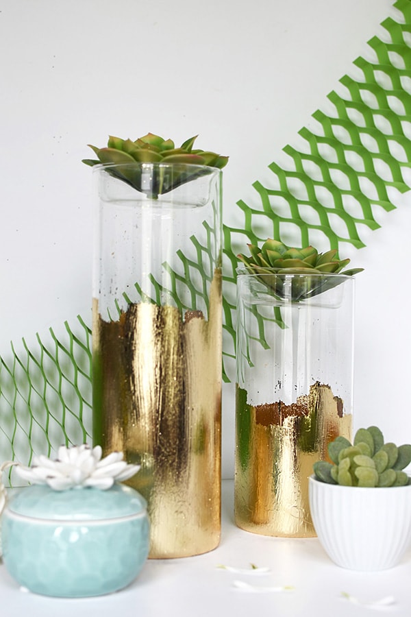 DIY Gold Foil Vase, perfect for holding flowers, succulents and many other small decor items! | Delineate Your Dwelling