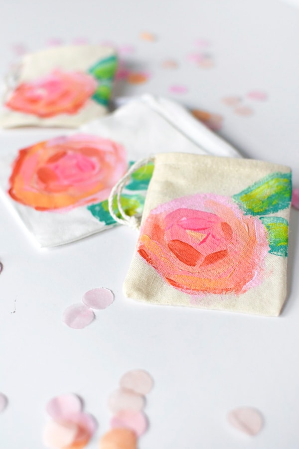 Easy to paint and lovely to use, Mini Peony Painted Bags - Delineate Your Dwelling