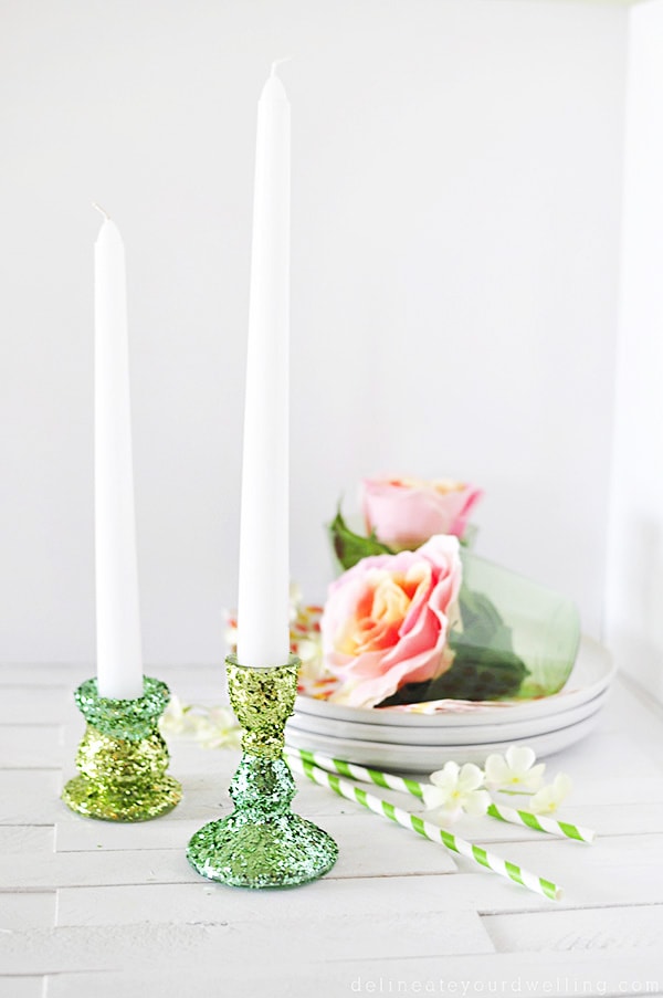 green Glitter-Candle-Holder