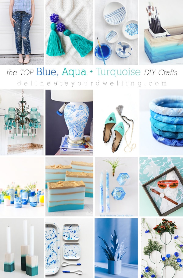 Stunningly gorgeous Blue, Aqua and Turquoise DIY crafts! Including jeans, posts, candles and shoes... a little bit of everything! Delineate Your Dwelling