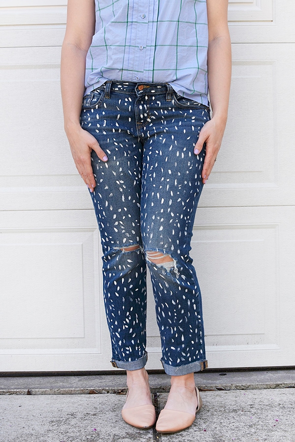 DIY-Painted-Patterned-Blue Jeans