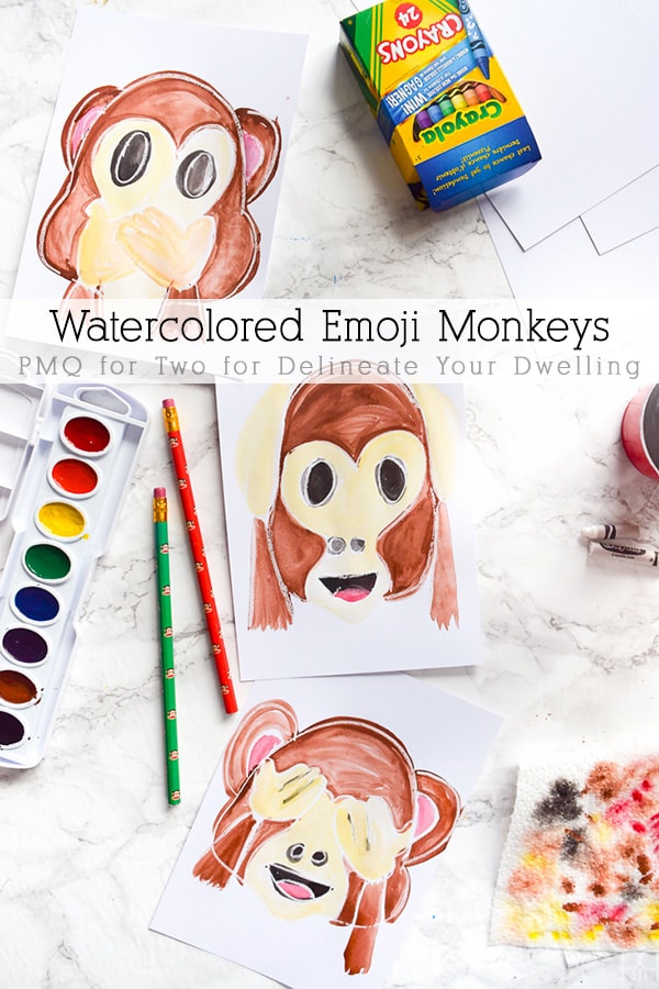 Watercolor Emoji Monkey Art work! 