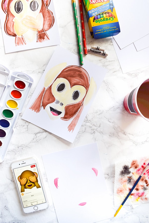 Monkey emoji art steps