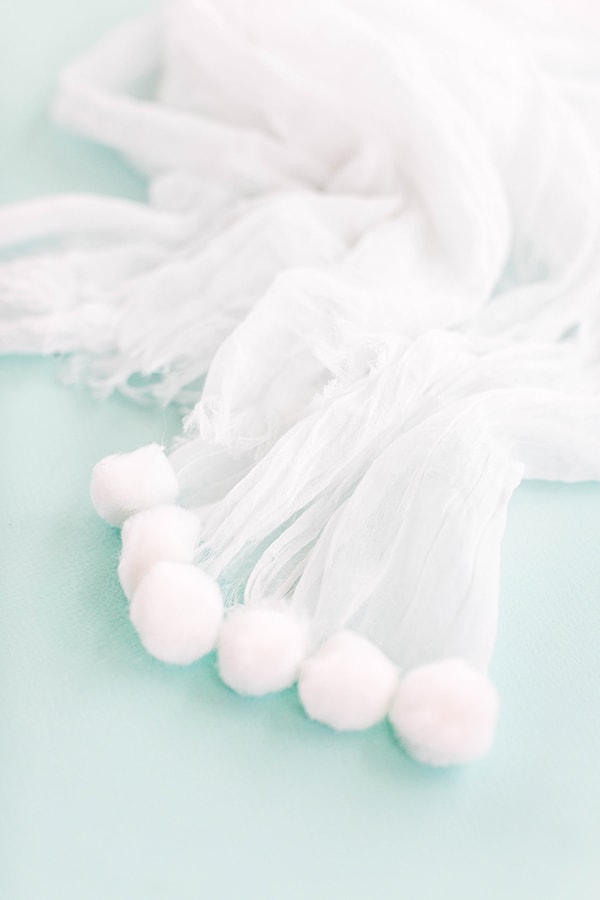 DIY White On White Pom-Pom Scarf-3