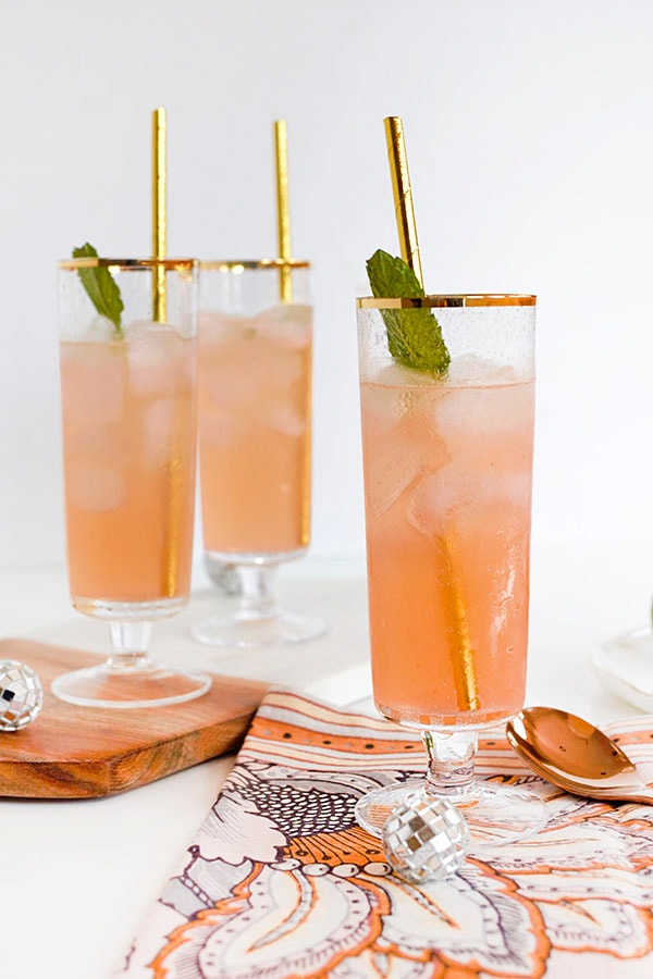 Bell Pepper Cocktail drinks with gold straws