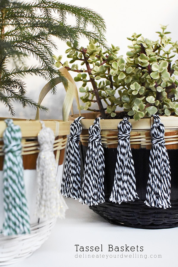 How to create easy DIY Baker's Twine Tassel Baskets! Delineate Your Dwelling