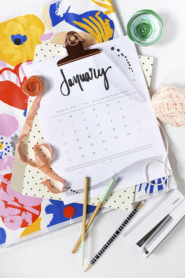 2018 Hand Lettered Calendar, Delineate Your Dwelling #calendar #handletteredcalendar