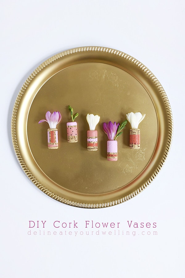 Easiest ever, DIY Mini Cork Flower Vases! Little pops of happy flowers wherever you like. Delineate Your Dwelling